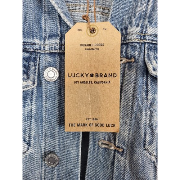 Lucky Brand Women’s XS Denim Jean Jacket NWT Distressed Fall * Retails $99 - Picture 2 of 8